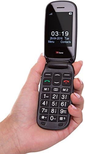 TTfone Ay Büyük Düğme Basit Kolay Kapaklı Flip Sım Ücretsiz Cep Telefonu (Siyah)