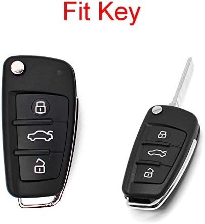 Royalfox (TM Lüks 3 Düğmeler Yumuşak Karbon Fiber kapak Uzaktan Anahtar Fob vaka Kapak için Audi A1 A3 A4 A5 A6 Q2 Q3 Q7 TT