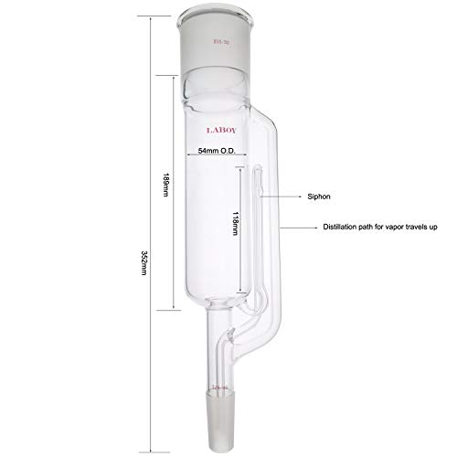 Laboy Cam Soxhlet Extractor Tüp 55/50 Üst Ortak 24/40 Alt Sifon ile Tüp Ortak Damıtma Aparatı Yağ Çıkarma Vücut Organik Kimya
