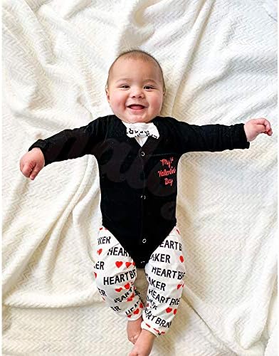 Shalofer Baby Boys 1. Sevgililer Günü Kıyafetlerim Bebek Kalp Kırıcı Romper