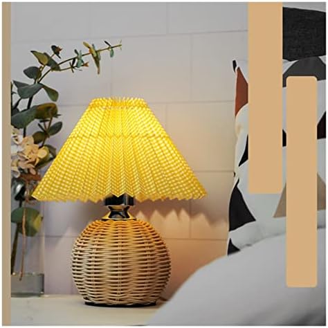 JINYIWJ masa Lambası başucu Dekorasyon masa lambası Eski Rattan masa lambaları yatak odası oturma odası ışık ev Deco için USB