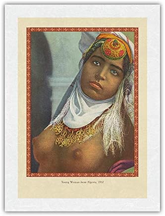 Cezayir'den Genç Kadın-Lévy & Neurdein'in Fransız Kartpostalından c. 1910-Premium Unryu Pirinç Kağıdı Sanat Baskısı 18 x 24
