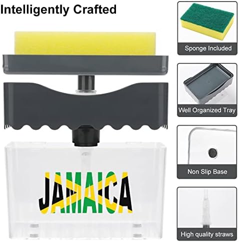 Jamaika Bayrağı bulaşık sabunluk Yıkama Sıvı Pompası ıle Sünger Tutucu Temizleme Araçları saklama kutusu