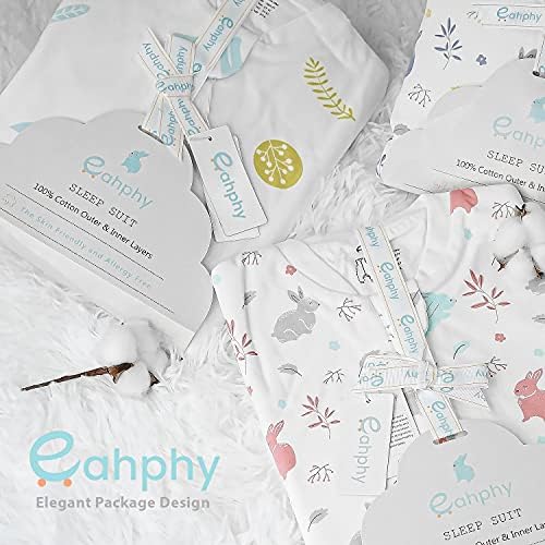 Eahphy Çocuklar Doğal Pamuk Uyku Takım Elbise, Jakarlı Muslin Bambu Astar ile 0.8-2.5 TOG (18M-6Years)