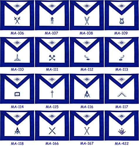 Regalia Craft Masonic Blue Lodge Memur Önlükleri-12 Önlük Seti-Standart