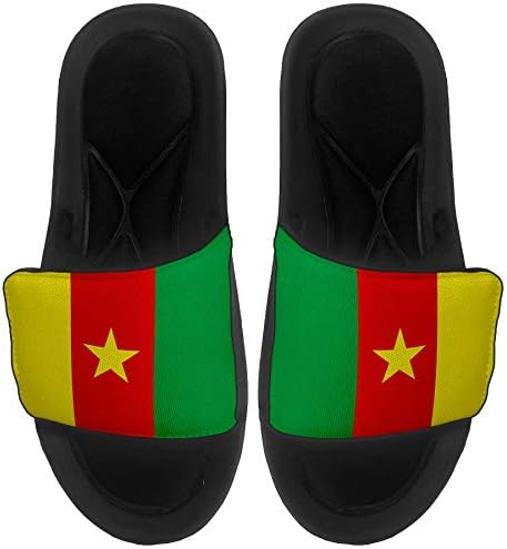 ExpressİtBest Yastıklı Slide-On Sandalet / Erkekler, Kadınlar ve Gençler için Slaytlar - Kamerun Bayrağı (Kamerun) - Kamerun