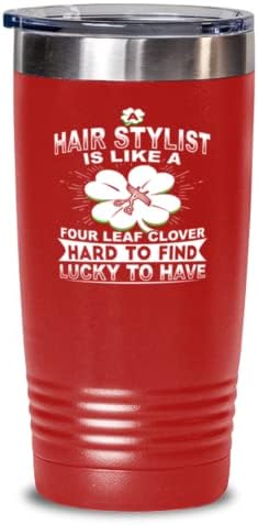 Saç Stilisti Tumbler - Aziz Patrick Günü-Dört Yapraklı Yonca Gibi, Bulunması Zor, Şanslı - Saç Stilisti - 20oz Açık Kırmızı