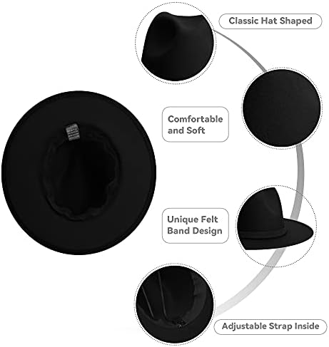 Kadın Klasik Geniş Ağız Fedora Şapka Iki Ton Şapka Bandı Ayarlanabilir Patchwork Renkler Panama Şapka