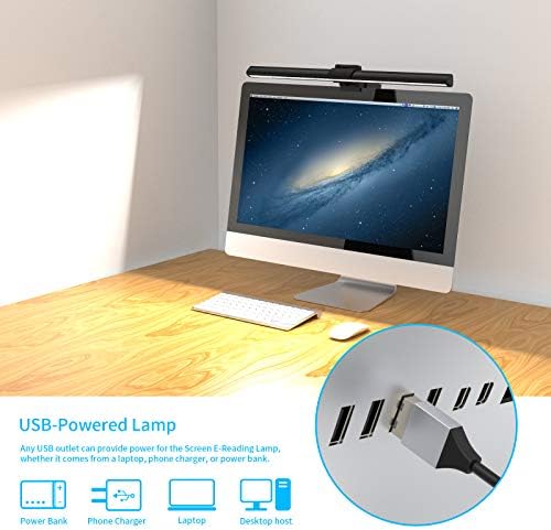 Bilgisayar Monitörü ışık çubuğu, USB Screenbar e-Okuma LED Görev Lambası Parlaklık ve Renk Tonu Ayarlama Özellikleri, Ekran