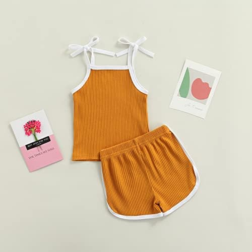 Yenidoğan Bebek Bebek Kız Erkek Yaz Giysileri Nervürlü Pamuk Kıyafet Katı Kolsuz Üst Elastik Pantolon Kısa Set 2 Adet