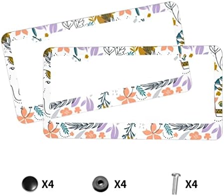 Egzotik Çiçek Fil Plaka Çerçeveleri 2 Set Alüminyum Araba Etiketi Kapakları Sahipleri Oto Araba Standart 12 x 6 ile 2 Delik