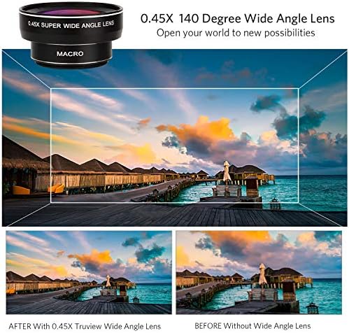 GeToo Telefon Kamera Lens-12.5 X Makro Lens ve 0.45 x Geniş Açı Lens Kiti için iPhone, Samsung, Piksel, Paket ile 198° Balıkgözü