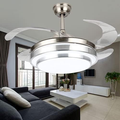 Fan aydınlatma 42 İnç Görünmez Modern tavan vantilatörü 3 değişen ışık Rengi ve Oturma Odası Yatak Odası Yemek Odası için Uzaktan
