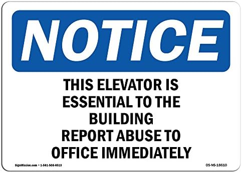 OSHA Bildirim İşareti-Bu Asansör Bina için Gereklidir / Vinil Etiket Çıkartması / İşinizi Koruyun, Şantiye / ABD'de Üretilmiştir