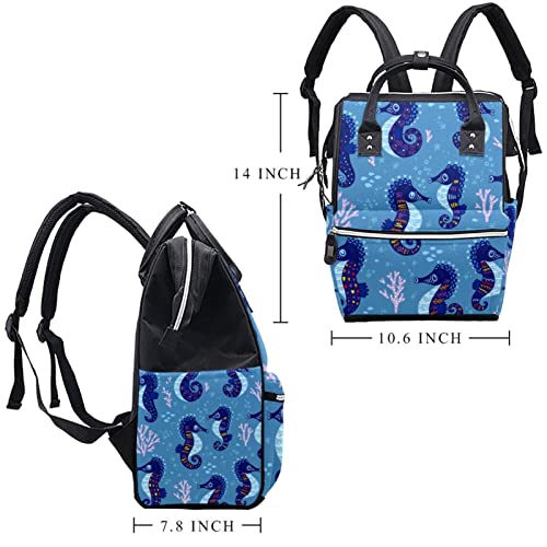 Mavi Deniz Atı Deniz Pembe Mercan Bebek bezi çantası Anne DIY Sırt Çantası Çok Fonksiyonlu Büyük Kapasiteli Bebek Bezi çantası