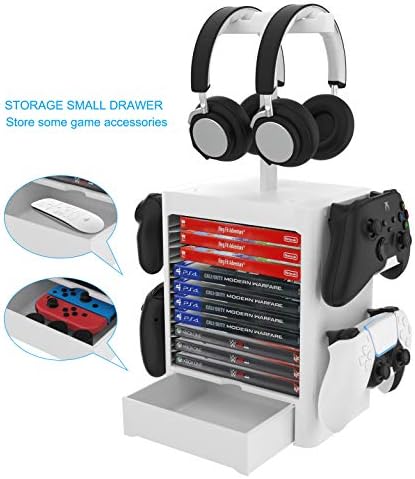 Joytorn Oyunları Depolama Kulesi (kadar 10 Oyunları) için PS5, Oyun Disk Raf ve Denetleyici/Kulaklık Standı Tutucu ile Uyumlu