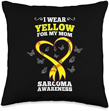Sarkom Kanseri Farkındalığı için Tasarımlar Annem için Sarı Giyiyorum Sarkom Farkındalığı Kemik Kanseri Atma Yastığı, 16x16,