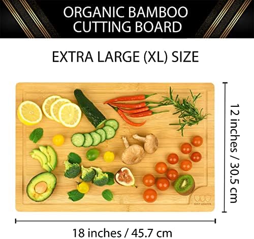 Altın Zırh Ekstra Büyük Bambu Kesme Tahtası-Et Peynir ve Sebzeler için Mutfak Doğrama Tahtası, Kasap Bloğu (18 x 12in)