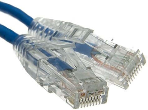 Cat6a Mavi İnce Ethernet Patch Kablo, Saf Bakır, Snagless Kalıplı Çizme, 15 Ayak
