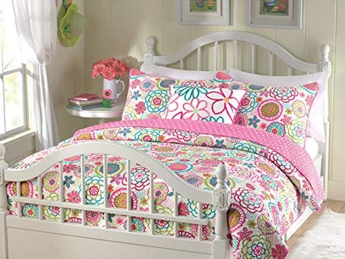 Rahat Çizgi Ev Modası Mariah Pembe Polka Dot Renkli Geri Dönüşümlü Yorgan Yatak Seti, Yatak Örtüsü, Yatak Örtüleri (İkiz -