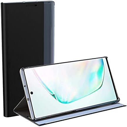 Samsung Galaxy A71 ile Uyumlu Flip Case, İnce Akıllı Saydam Kaplama Ayna Yüzeyi Tam Koruma Kapağı PU Deri Hibrid PC Darbeye