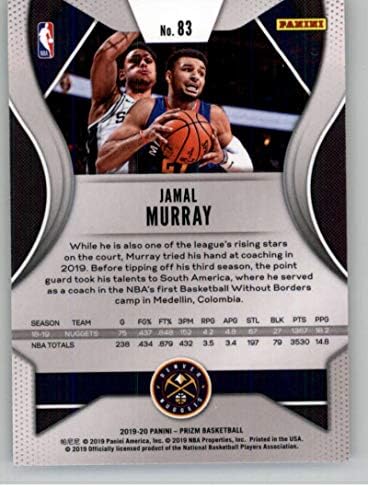 2019-20 Prizm Basketbol 83 Jamal Murray Denver Nuggets Panini Amerika'dan Resmi NBA Ticaret Kartı