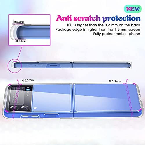 SunStory Samsung Galaxy Z Flip 3 Şeffaf Kılıf, Galaxy Z Flip 3 2021 Kılıf ile Uyumlu [İnce İnce] Kristal Sert PC ve Tampon