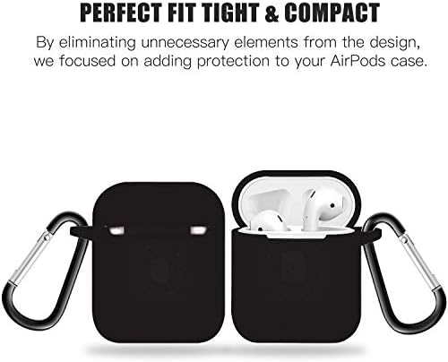 Apple Airpods 2 için HAndPE Silikon Kılıf Tam Koruyucu Kapak[Ön LED Görünür] [Airpods 1 ile uyumlu] (Siyah)
