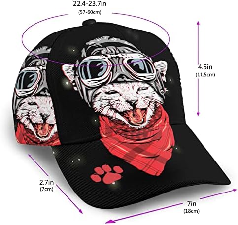 Unisex Mutlu Maceracı Kedi 3D Baskılı Snapback Hip Hop Kavisli Dil Şapka Ayarlanabilir Beyzbol Kapaklar Açık Spor Siyah