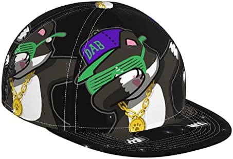 Unisex Dabbing Kedi 3D Baskılı Snapback Hip Hop Düz Dil Şapka Ayarlanabilir Beyzbol Kapaklar için Açık Spor Siyah
