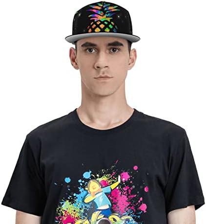 Unisex Serin Ananas Renkli Benzersiz 3D Baskılı Snapback Hip Hop Düz Dil Şapka Ayarlanabilir Beyzbol Kapaklar için Açık Spor