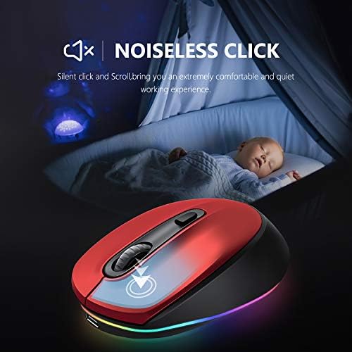LED Bluetooth Fare, 3 Cihaza Kolay Geçiş, Sessiz Tıklama ve Çocuklar için Rahat Tasarımlı seenda Şarj Edilebilir Işıklı Fare
