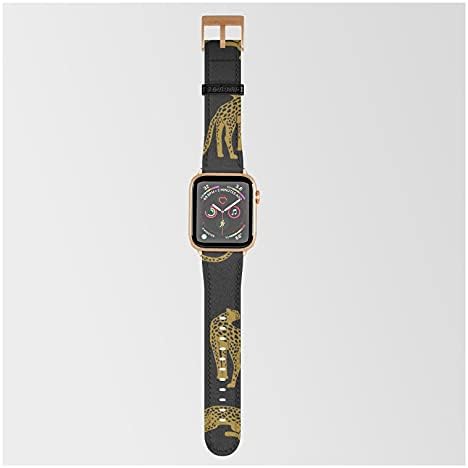 Apple Watch 38mm/40mm ile Uyumlu Smartwatch Bandında Gül Altın ile Büyük Kedi Deseni