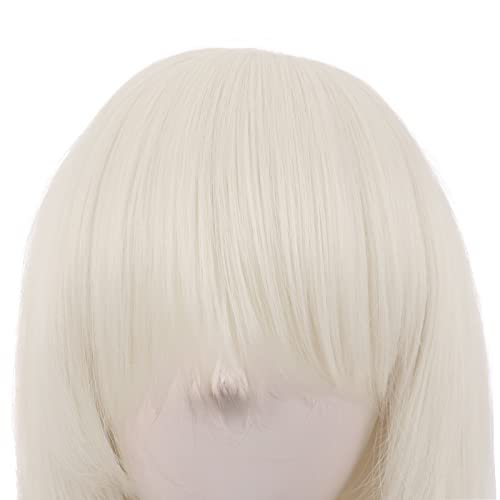 MapofBeauty 28 İnç / 70 cm Kadın Yan Patlama Uzun Kıvırcık Saç Cosplay Sentetik Peruk (Platin Sarışın)